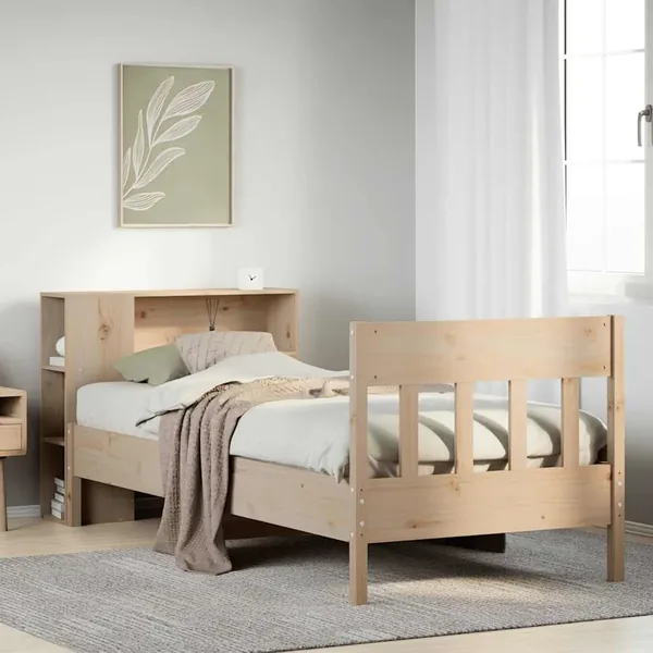 Lit bibliothèque sans matelas 75x190 cm bois de pin massif