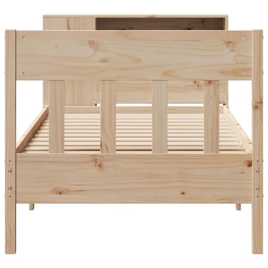 Lit bibliothèque sans matelas 75x190 cm bois de pin massif - 4