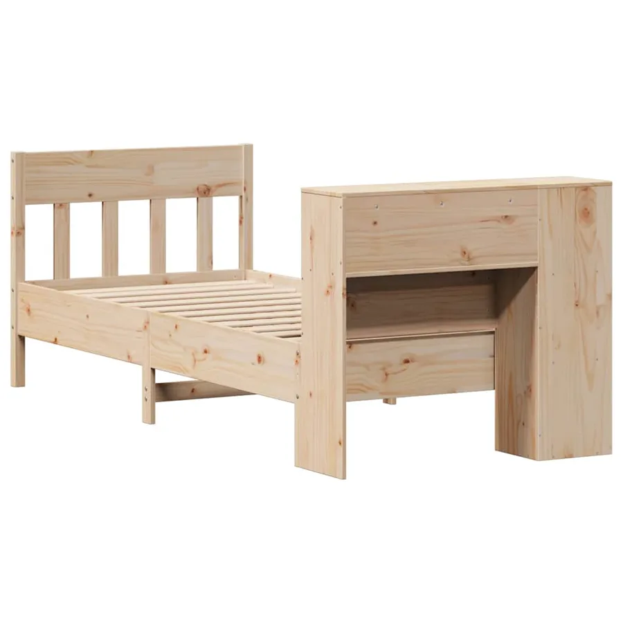 Lit bibliothèque sans matelas 75x190 cm bois de pin massif - 6