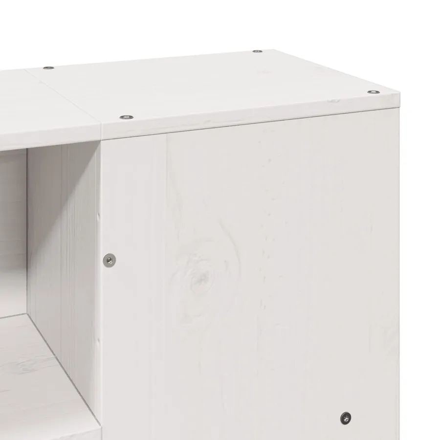 Lit bibliothèque sans matelas blanc 120x190 cm bois massif - 10