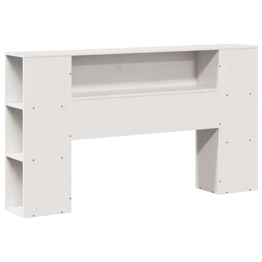 Lit bibliothèque sans matelas blanc 120x190 cm bois massif - 4