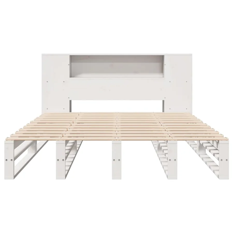 Lit bibliothèque sans matelas blanc 120x190 cm bois massif - 5