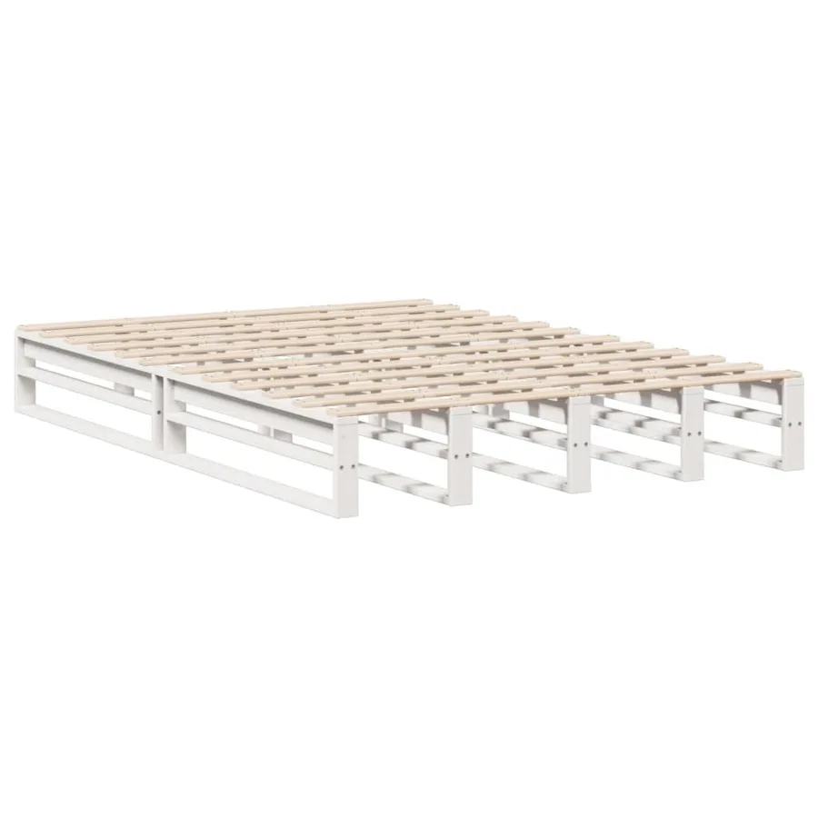 Lit bibliothèque sans matelas blanc 120x190 cm bois massif - 6