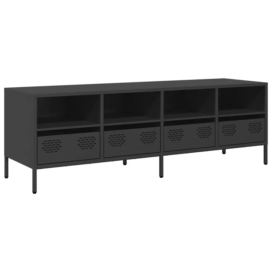 Meuble TV noir 135x39x43,5 cm acier laminé à froid - 2