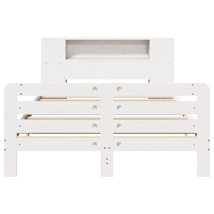 Cadre de lit sans matelas blanc 140x200 cm bois de pin massif - 4