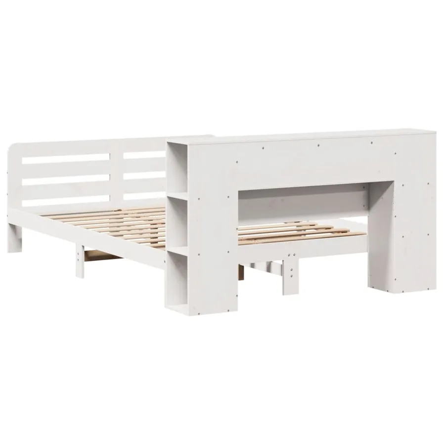Cadre de lit sans matelas blanc 140x200 cm bois de pin massif - 8