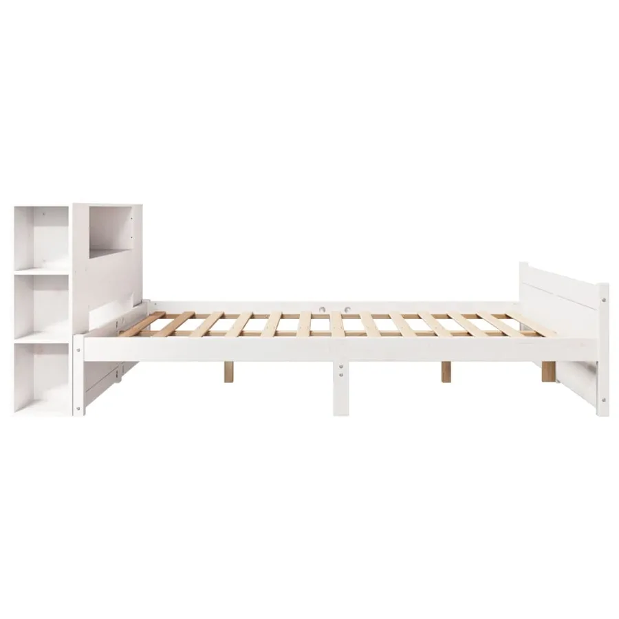 Lit bibliothèque sans matelas blanc 140x190 cm bois pin massif - 5