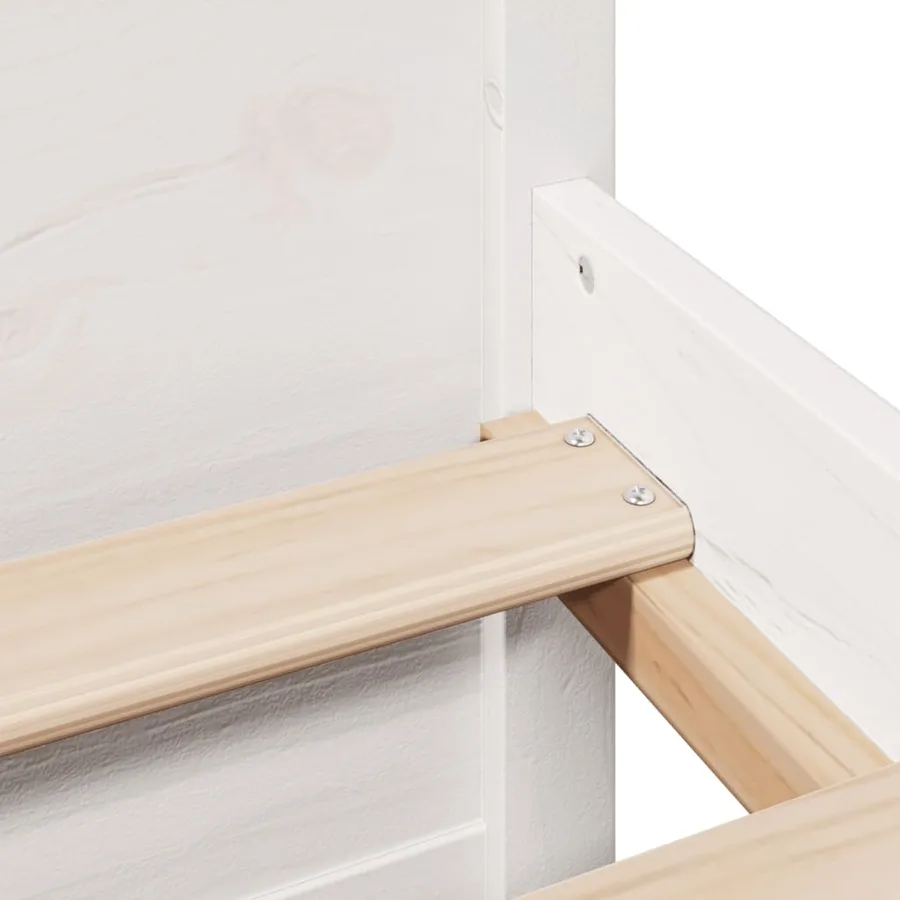 Lit bibliothèque sans matelas blanc 140x190 cm bois pin massif - 9