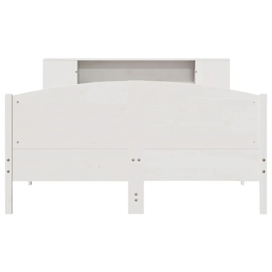 Lit bibliothèque sans matelas blanc 140x190 cm bois pin massif - 4