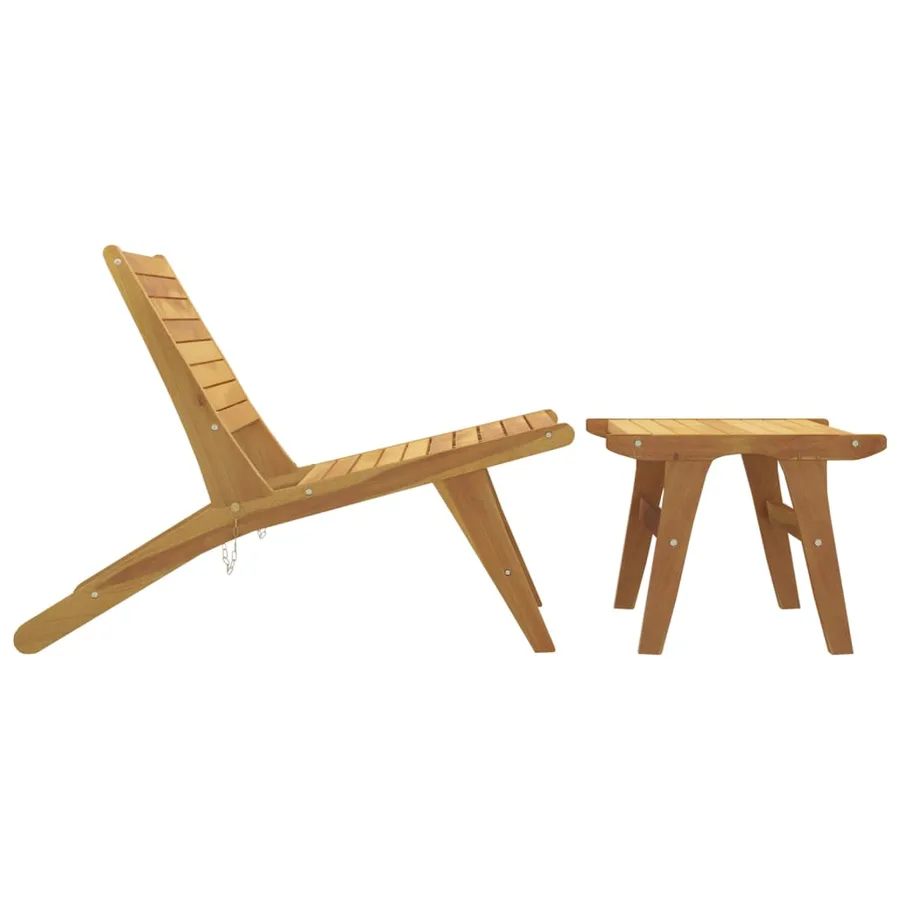 Chaise de jardin avec repose-pieds Bois de teck solide - 4