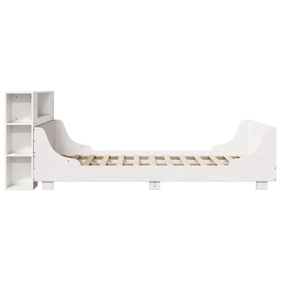Cadre de lit sans matelas blanc 140x190 cm bois de pin massif - 7