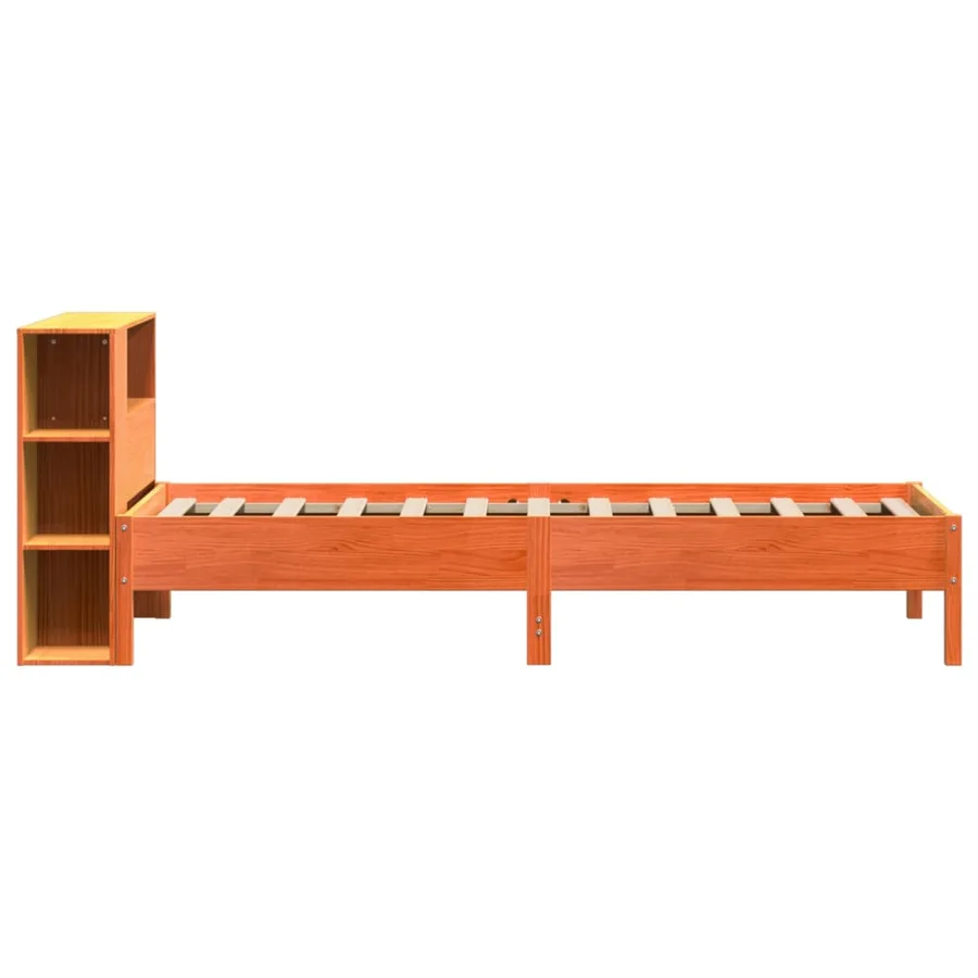 Lit bibliothèque sans matelas cire marron 100x200 cm pin massif - 5