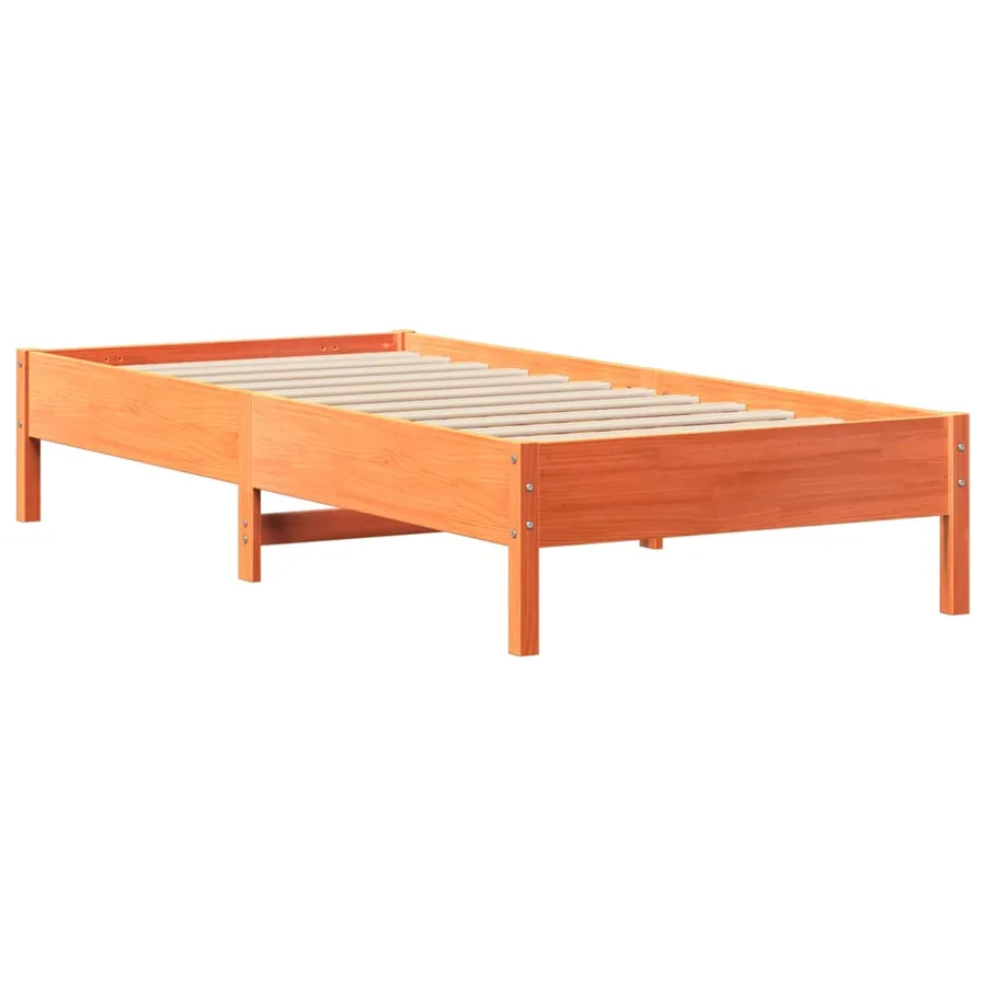 Lit bibliothèque sans matelas cire marron 100x200 cm pin massif - 8