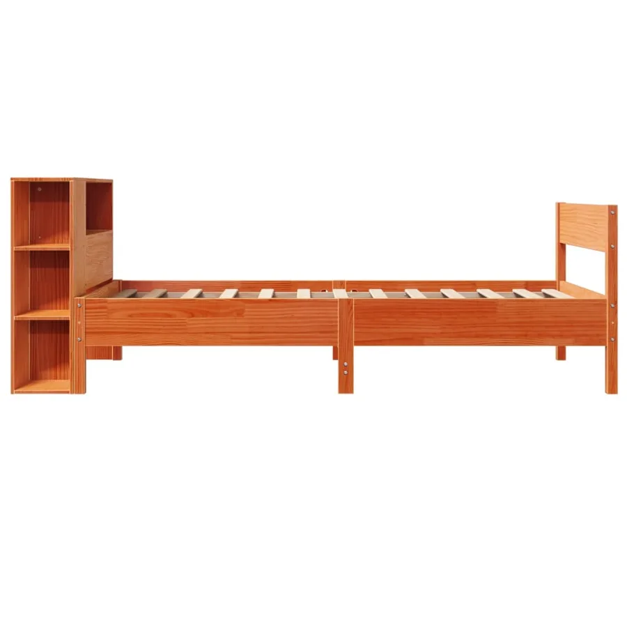 Lit bibliothèque sans matelas cire marron 100x200 cm pin massif - 5