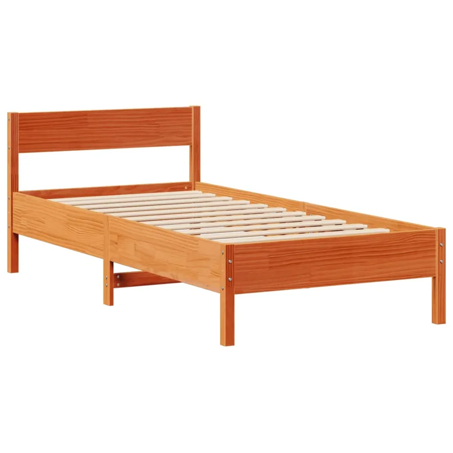 Lit bibliothèque sans matelas cire marron 100x200 cm pin massif - 8