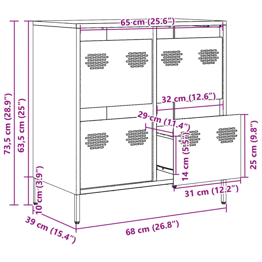 Buffet anthracite 68x39x73,5 cm acier laminé à froid - 13