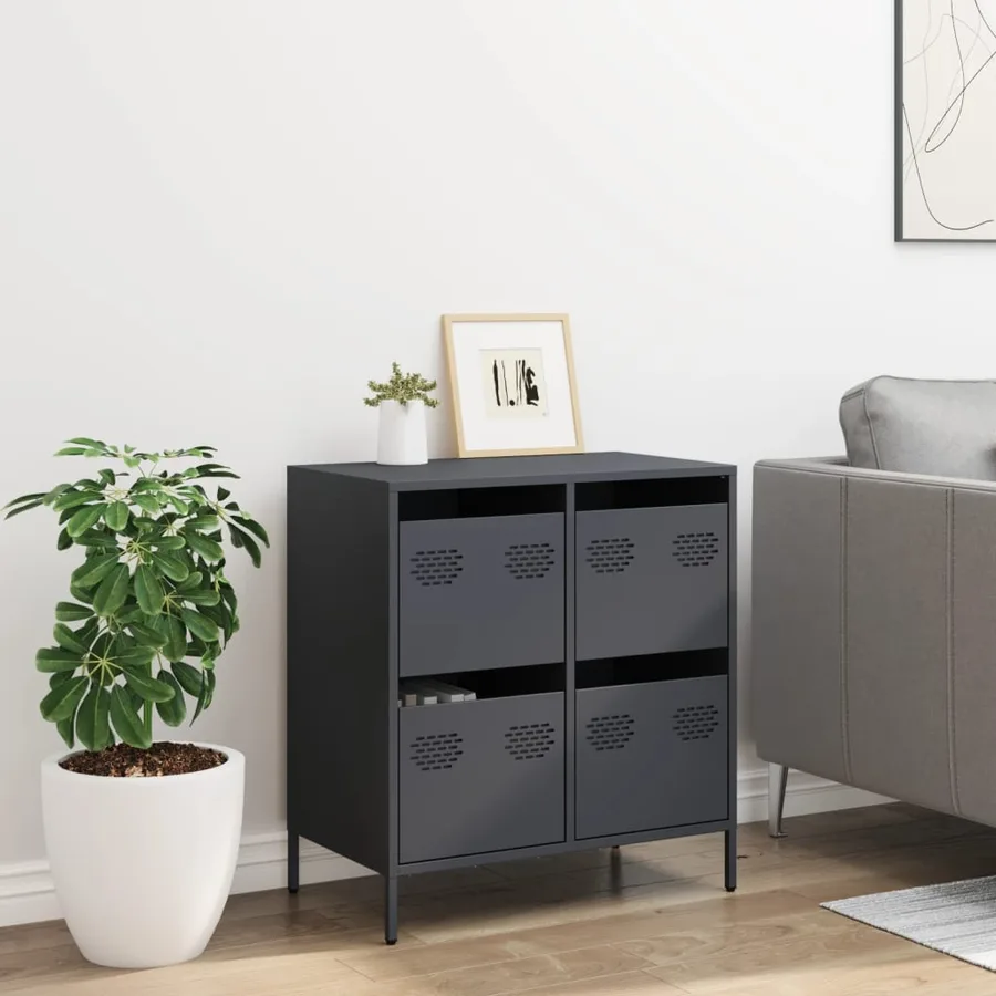 Buffet anthracite 68x39x73,5 cm acier laminé à froid - 3