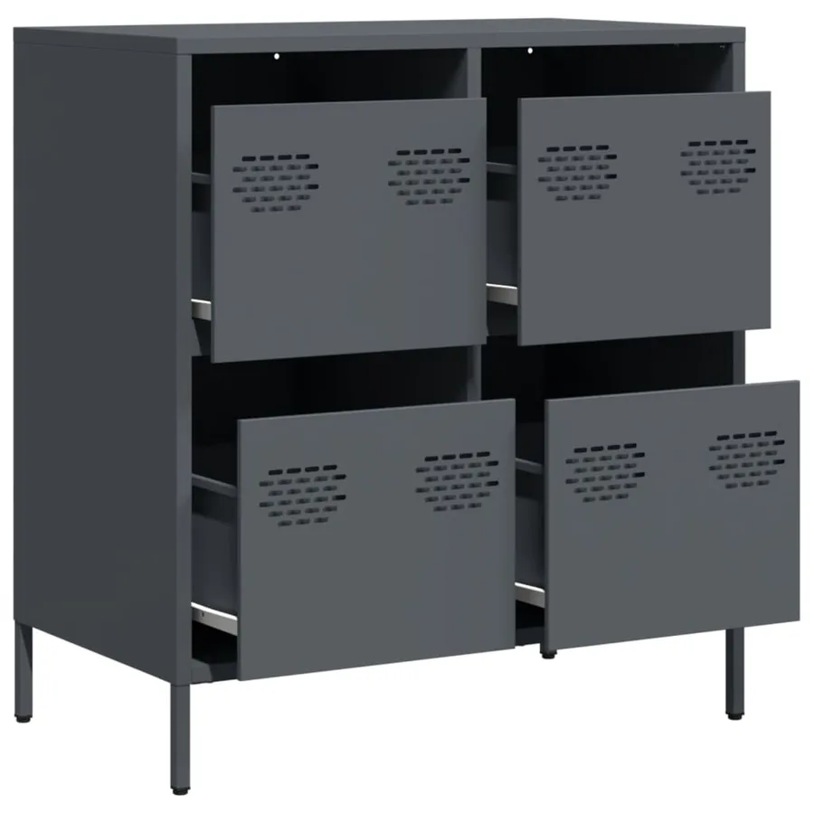 Buffet anthracite 68x39x73,5 cm acier laminé à froid - 4