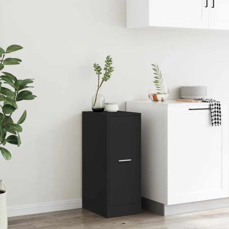 Armoire d'apothicaire noir 30x41x77,5 cm bois d'ingénierie - 3