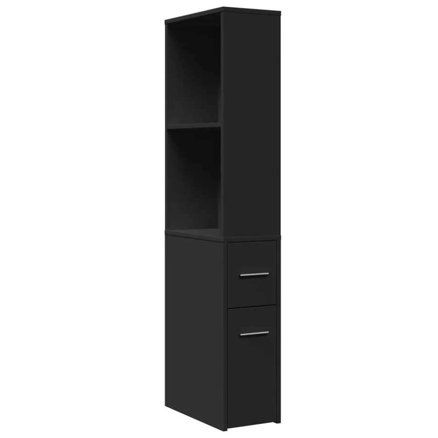 Armoire de salle de bain étroite avec roulettes noir - 2