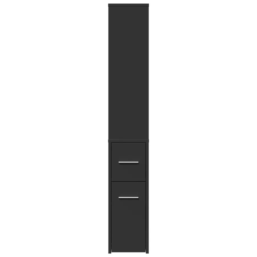 Armoire de salle de bain étroite avec roulettes noir - 5