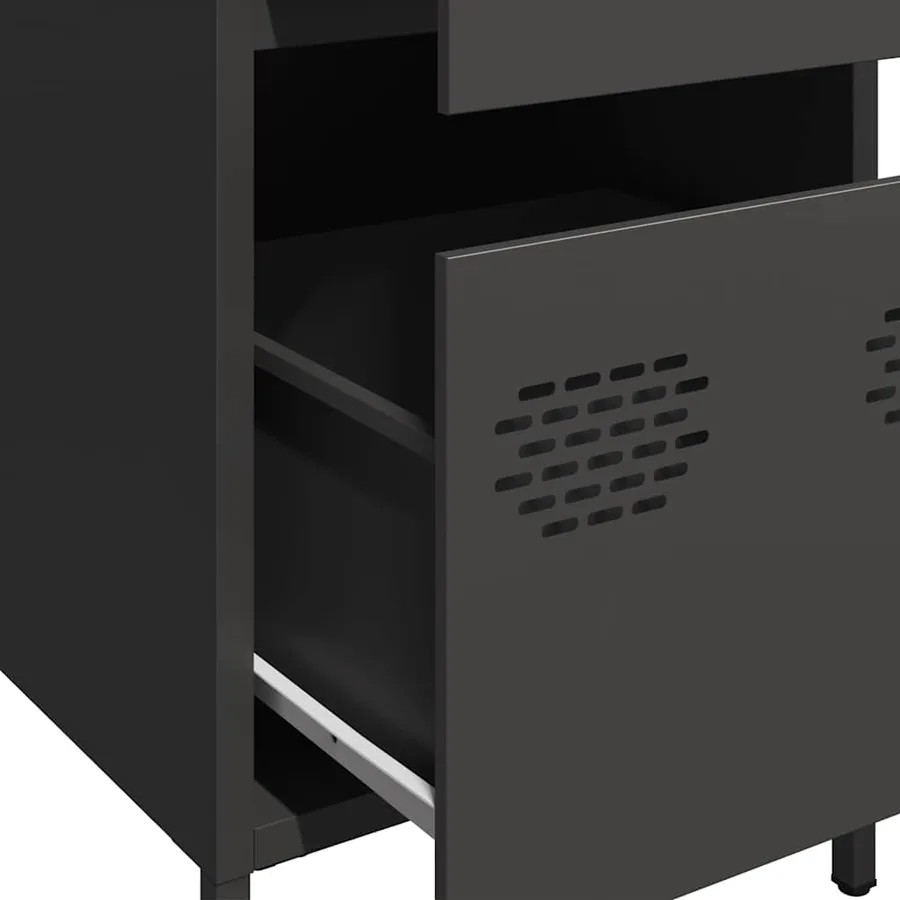 Buffet noir 35x39x73,5 cm acier laminé à froid - 9