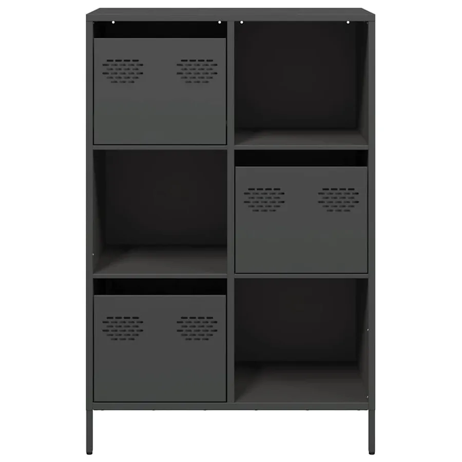 Buffet haut noir 68x39x103,5 cm acier - 5