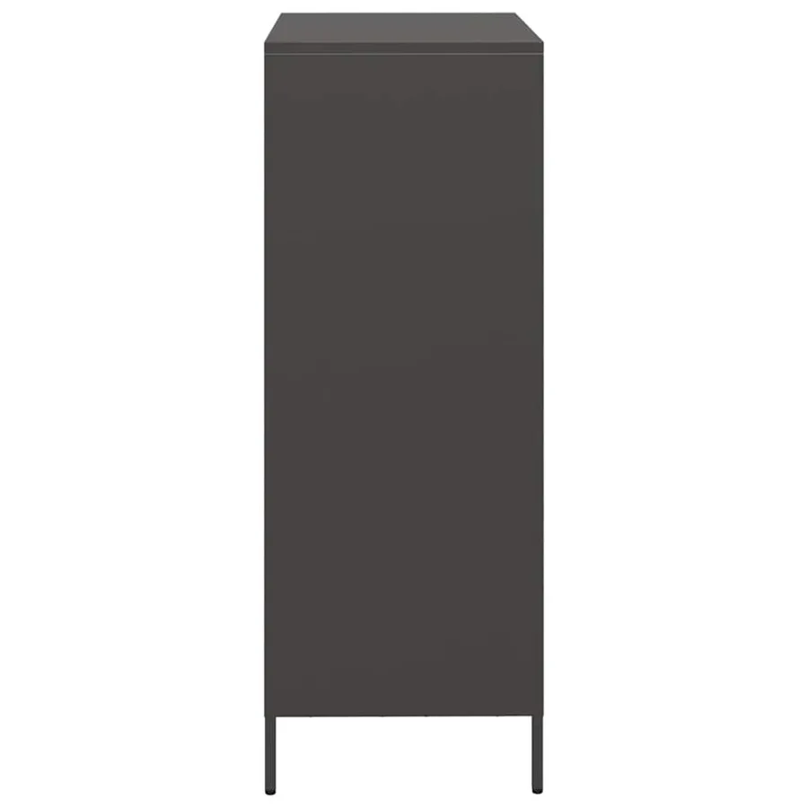 Buffet haut noir 68x39x103,5 cm acier - 6