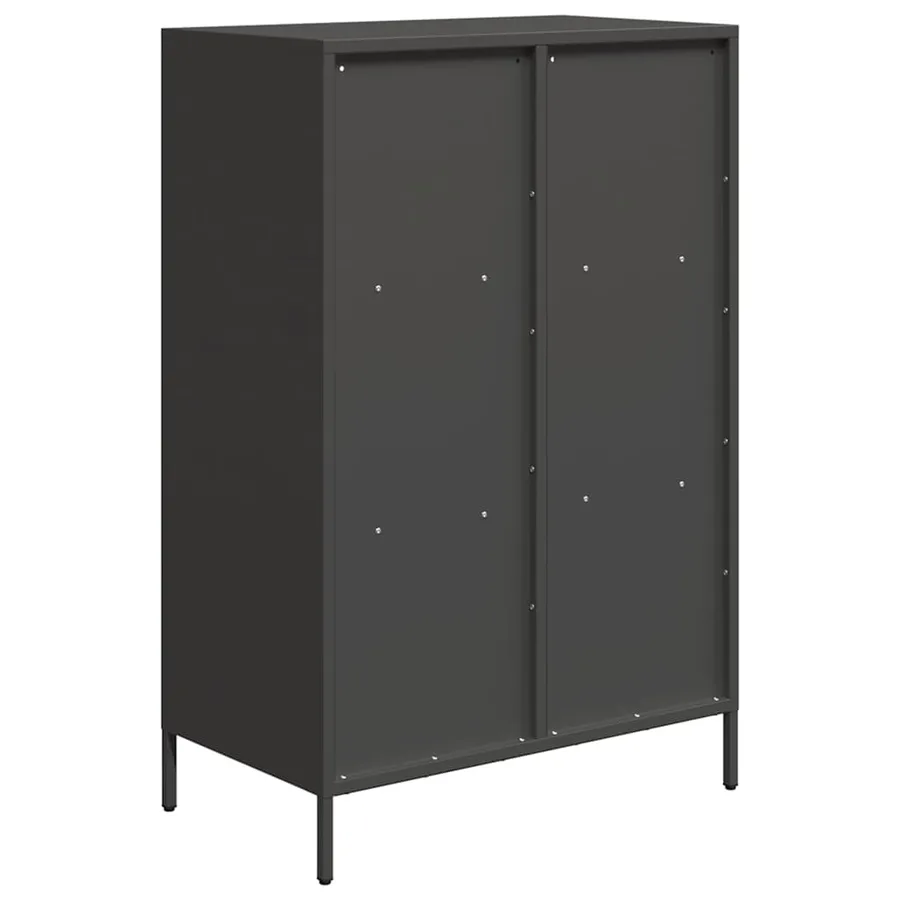 Buffet haut noir 68x39x103,5 cm acier - 7