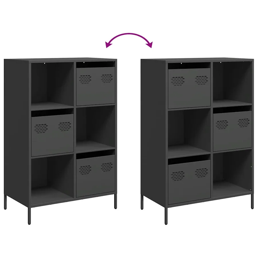 Buffet haut noir 68x39x103,5 cm acier - 9
