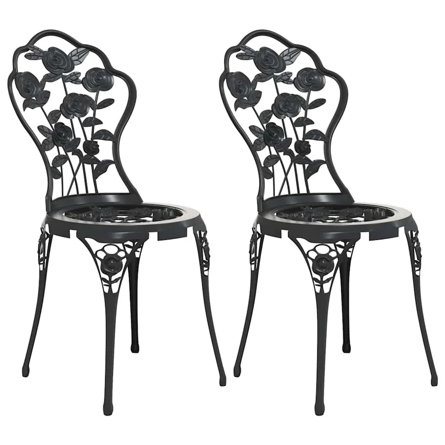 Chaises de bistro lot de 2 Aluminium coulé Noir - 2