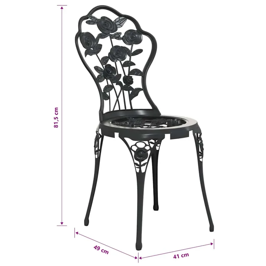 Chaises de bistro lot de 2 Aluminium coulé Noir - 7