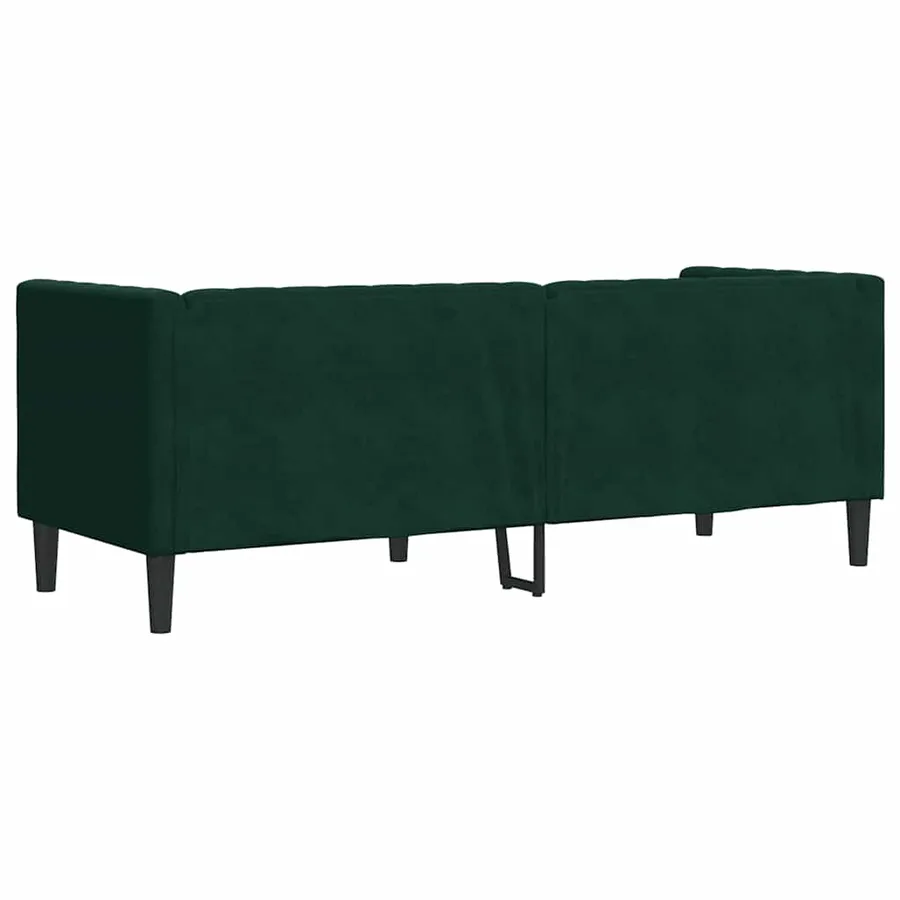 Canapé Chesterfield avec traversins 3 places vert foncé velours - 6