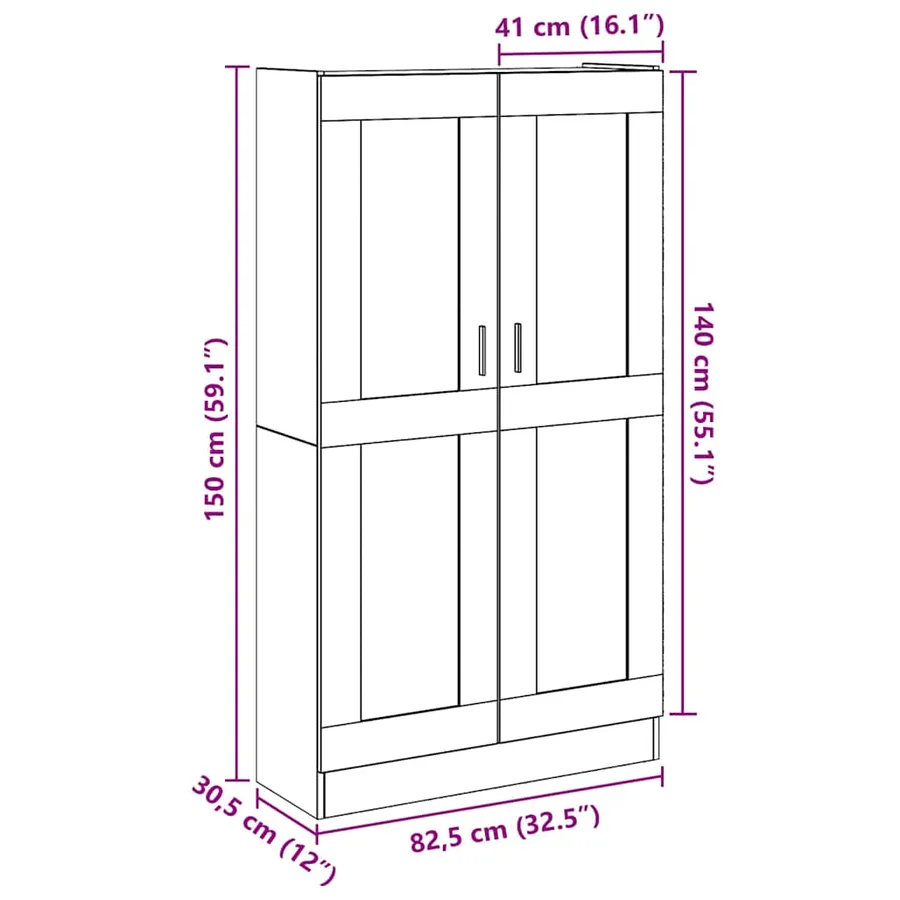 Buffet haut vieux bois 82,5x30,5x150 cm bois d'ingénierie - 8