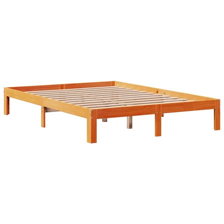 Lit bibliothèque sans matelas cire marron 140x190 cm pin massif - 5