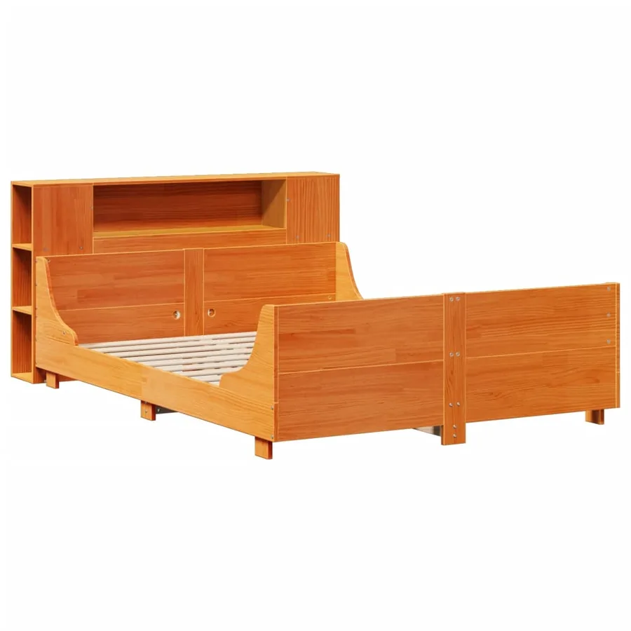 Cadre de lit sans matelas cire marron 140x200cm bois pin massif - 3