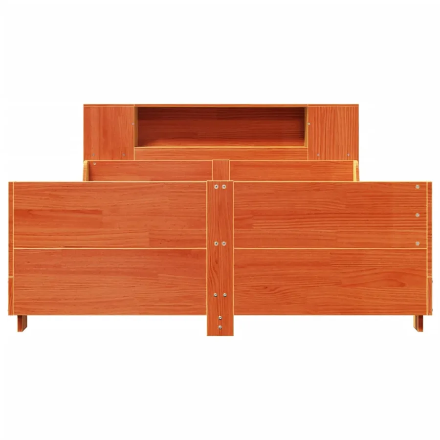 Cadre de lit sans matelas cire marron 140x200cm bois pin massif - 4