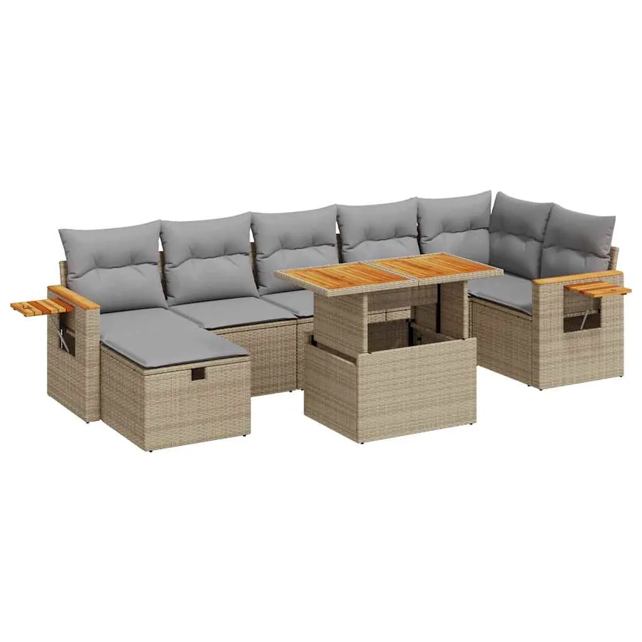 Salon de jardin avec coussins 5 pcs beige résine tressée - 2