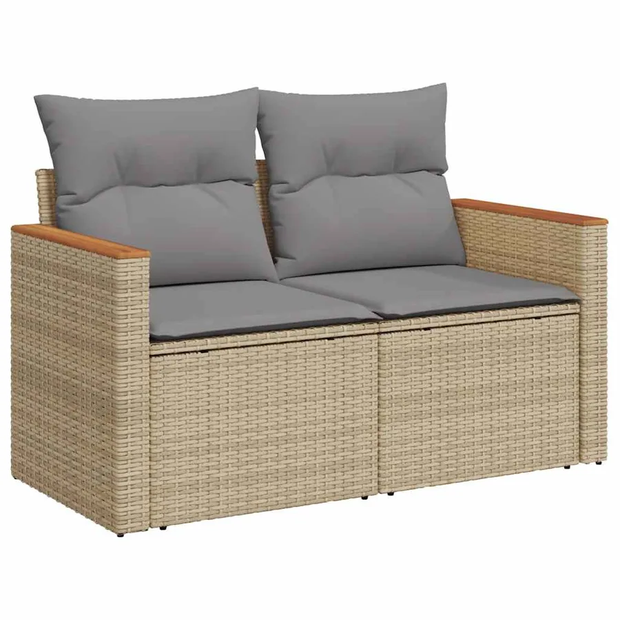 Salon de jardin avec coussins 8 pcs beige résine tressée - 3