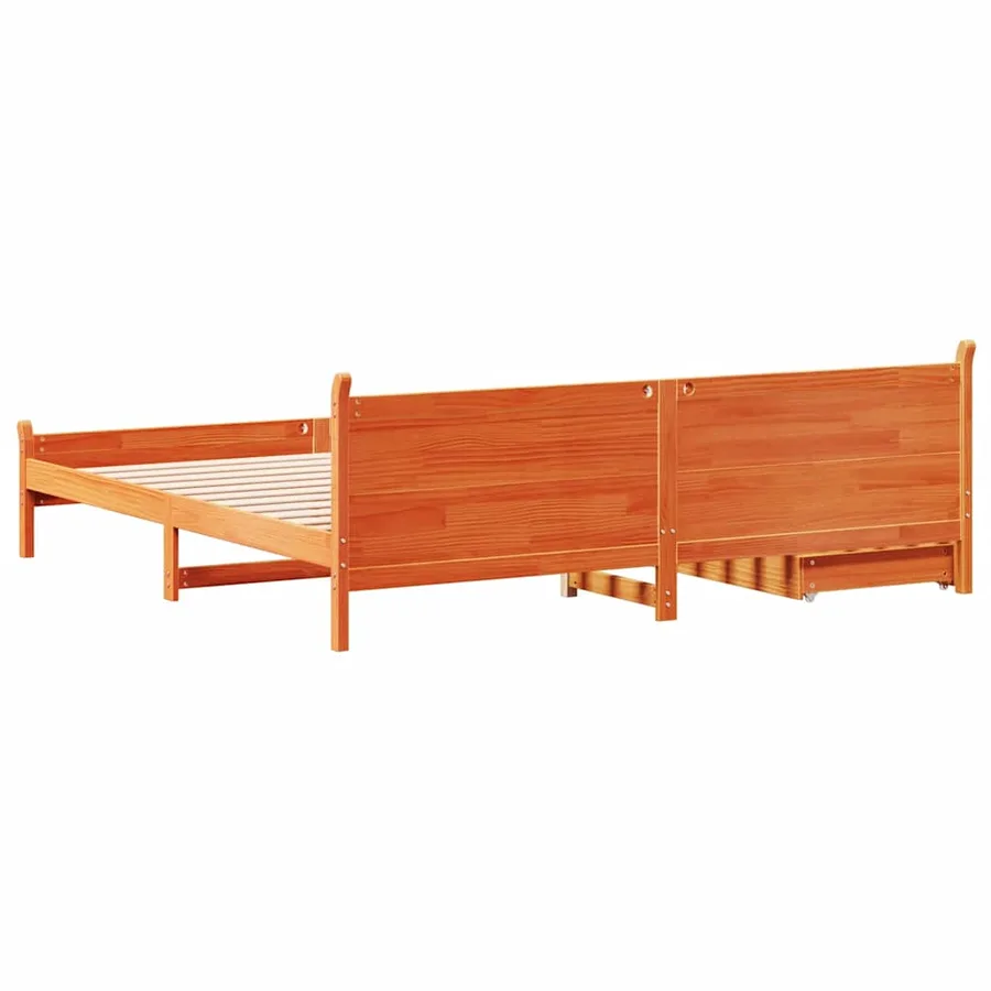 Cadre de lit sans matelas cire marron 200x200cm bois pin massif - 8
