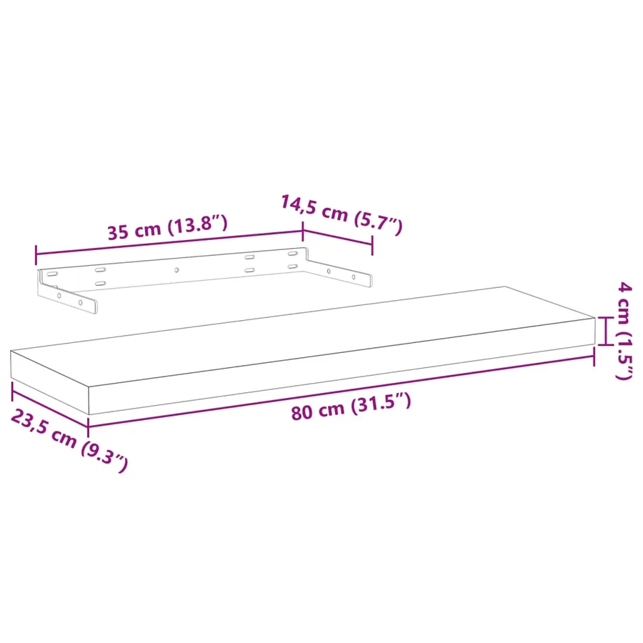 Étagères flottantes 4 pcs 80x23,5x4 cm bois d'ingénierie - 9