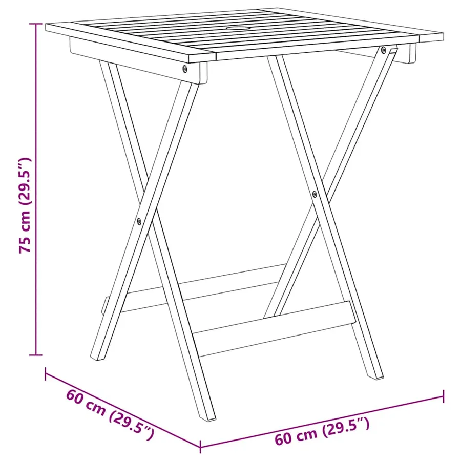 Ensemble à manger de jardin pliable 3 pcs Bois d'acacia solide - 12