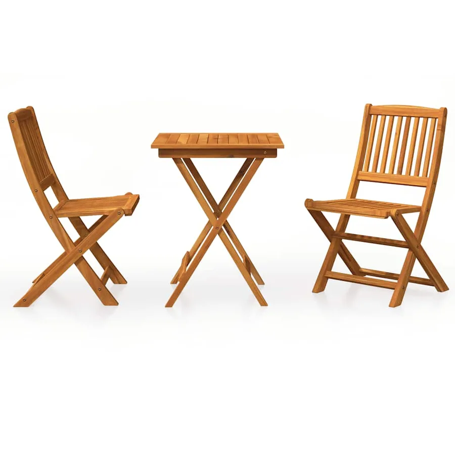 Ensemble à manger de jardin pliable 3 pcs Bois d'acacia solide - 2
