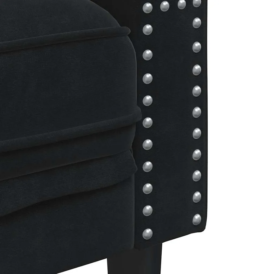 Ensemble de canapé Chesterfield et traversins 2pcs noir velours - 6