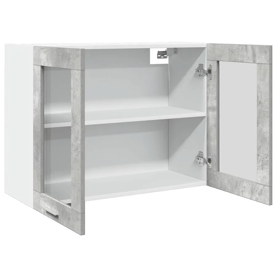 Vitrine suspendue "Lyon" Gris béton 80 x 31 x 60 cm - 7
