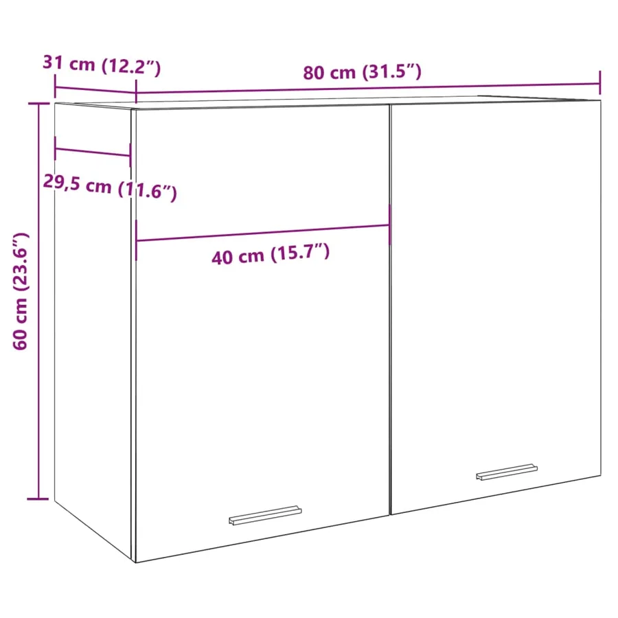 Armoire suspendue "Lyon" Chêne artisanal 80 x 31 x 60 cm Bois d'ingénierie - 10