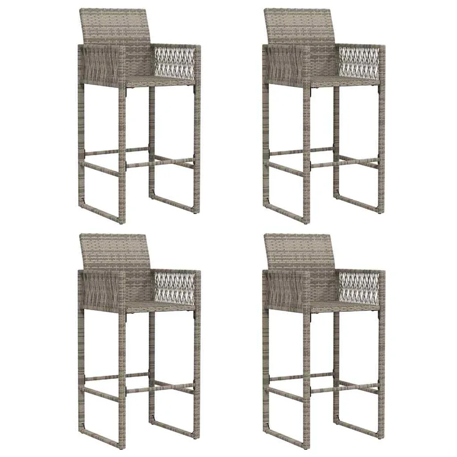 Ensemble de bar de jardin 5 pcs sans coussins gris poly rotin - 4