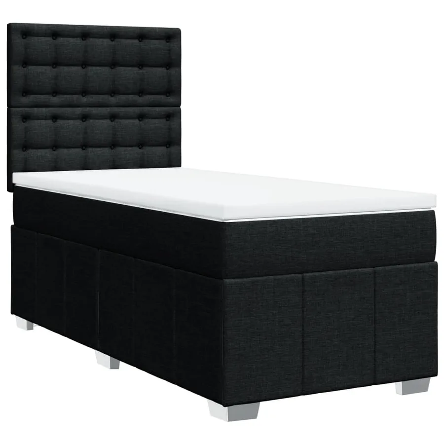 Sommier à lattes de lit et matelas Noir 80x200 cm Tissu - 2