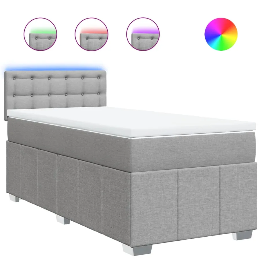 Sommier à lattes de lit avec matelas Gris clair 90x200 cm Tissu - 2
