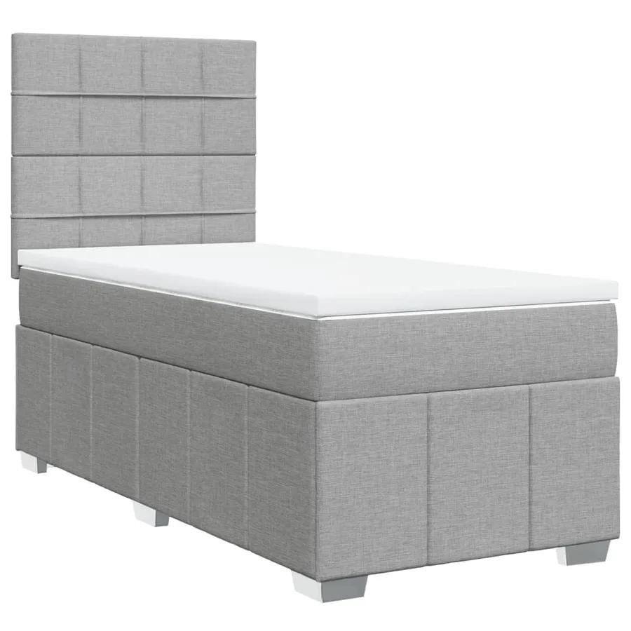 Sommier à lattes de lit avec matelas Gris clair 90x200 cm Tissu - 3